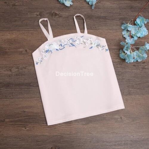 2021 traditional chinese flower embroidery tank top women cropped streetwear sexy tank tops sleeveless vest oriental hanfu shirt