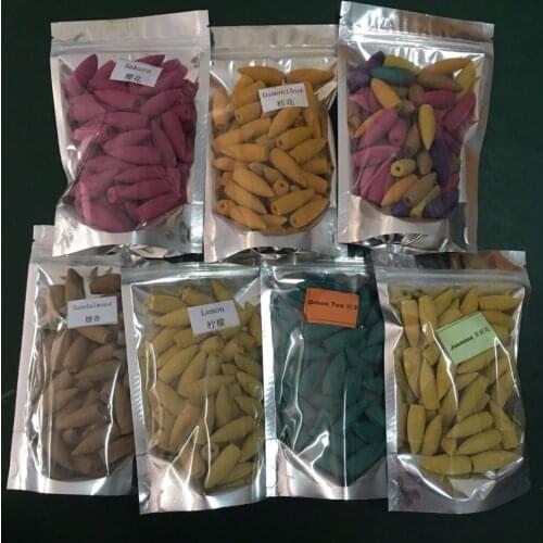 50Pcs Bigger 3.5cm Natural Reflux Tower Incense Sakura Osmanthus Jasmine Lemon Smoke Cone Backflow Incense Bullet New