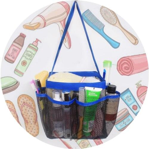 8 Pockets Organizer Hanging Travel Quick Dry Shower Bathroom Large Capacity Mesh Tote Storage Bag Gym Portable With Handle U3