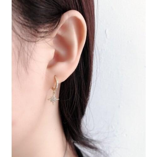 925 sterling silver jewelry with moon star crystal ear buckle fashion temperament Joker earrings female luxury niche earrings