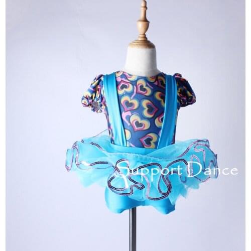Girls Suspender Print Ballet Tutu Dress Toddler Women Blue Sequin Professional Dance Costume C295