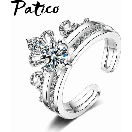 Noble Elegant Women Fashion Crown Jewelry For Sale Hot Selling 925 Sterling Silver Wedding Engagement Jewelry Rings