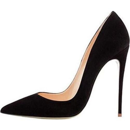 Brand Shoes Women Shoes Pumps Flock Slip On 12CM Thin High Heels Pointed Toe Office & Career Sexy Party Shallow Women Shoes