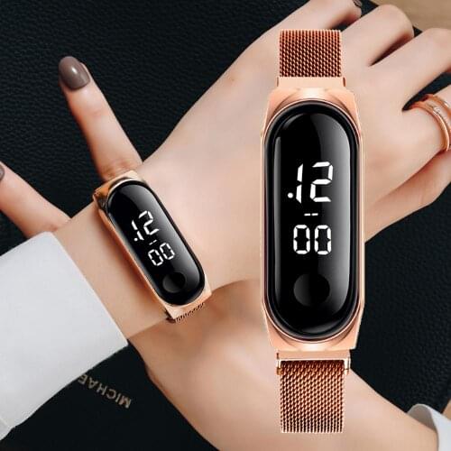 Luxury Digital LED Women Magnetic Watches Ladies Rose Gold Dress Bracelet Clock Quartz Wristwatch relogio feminino