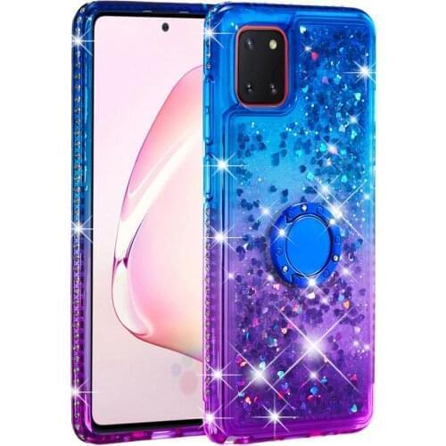 For Samsung Galaxy Note 10 Plus Lite 9 Ring Holder Bracket Gradient Glitter Quicksand Diamond Phone Case Transparet TPU Cover