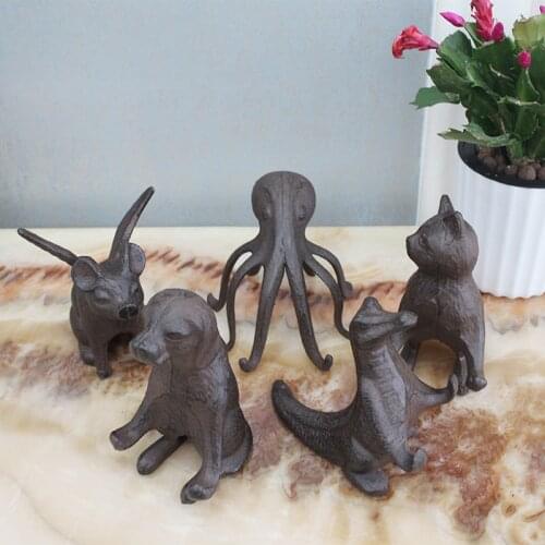 Vintage Cat Dog Pig Octopus Crocodile Figures Designs Handmade Cast Iron Card Holder Phone Holder