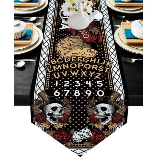 Halloween Theme Skull Divination Board Table Runner Country Wedding Decor Tablecloth Placemat Dinning Table Art Table Runners