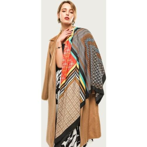 HOT Women Silk Square Scarf Large Foulard Vintage Print Pattern Bandana Blanket Wrap Cover [3626]