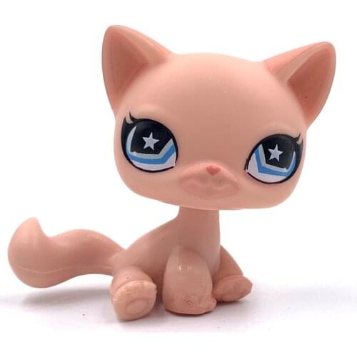 LPS CAT Rare original pet shop toys cat #959 pink Siamese kitty cute blue Star eyes Kitten for girls collection