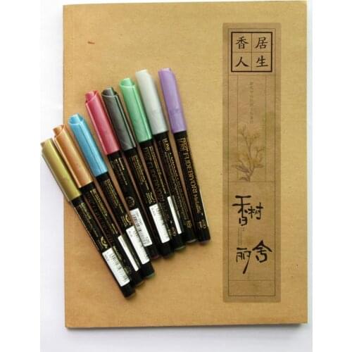 ZIG Kuretake Metallic Watercolor Soft Brush Lettering Pens FUDEBIYORI Copper Silver Gold Brush Markers Japan