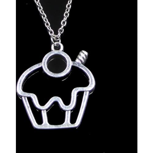 Fashion 36*31mm Cake Cupcake Pendant Necklace Link Chain For Female Choker Necklace Creative Jewelry party Gift