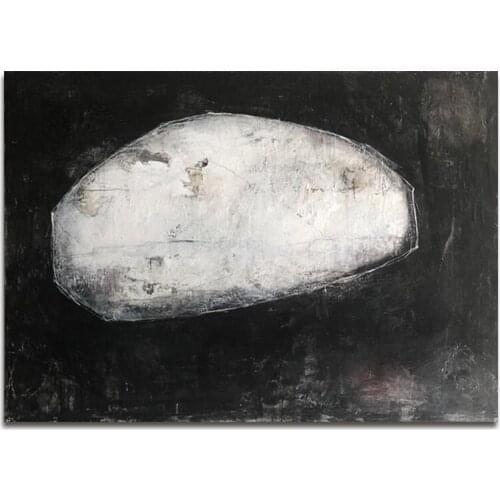 New Abstract Unframed Black And White Oil Painting Wall Decor Hot Selling Canvas Art Christmas Artwork For Living Room Decor