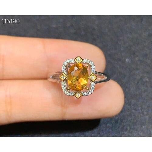 New citrine ring for girl anniversary gift, 925 Sterling Silver,6X8mm size certified Oval Gemstone Engagement Jewelry birthstone