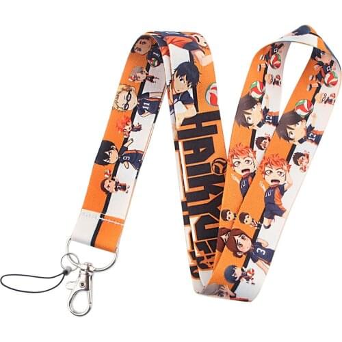 New Arrival Haikyuu!! Cosplay Lanyards Keychain Hinata Shoyo Kageyama Tobio Anime Figures Print Neck Straps Keyring Kids Jewelry
