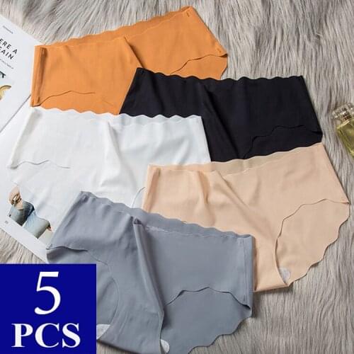 Sexy Women Seamless Panties Silk Mid Waist Underwear for Female Plus Size Womens Panties Set Underpant Lingerie Japanese Style