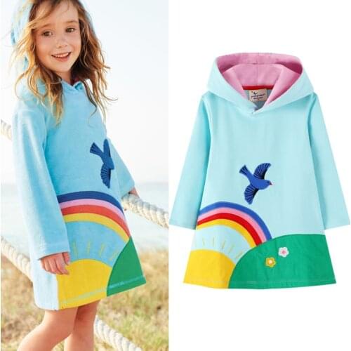 Girls Dresses Hoodies Long Sleeve Baby Girls Spring Dresses Kids Cotton Clothing Casual Dresses for 2-7 Years Children Clothes