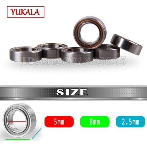 YUKALA 5X8X2.5mm bearing 10 pcs Free shipping Flange for RC helicopter / boat / aircraft / vehicle / quality bearings