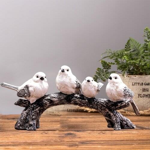 Resin Pastoral Creative Bird Ornament Office Desktop Crafts Retro Living Room Animal Figurines Home Decoration Furnishings