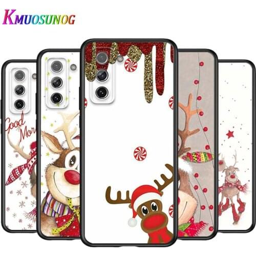 Christmas Cartoon Moose for Samsung Galaxy S21 Ultra Plus Note 20 10 9 8 S10 S9 S8 S7 S6 Edge Plus Black Phone Case