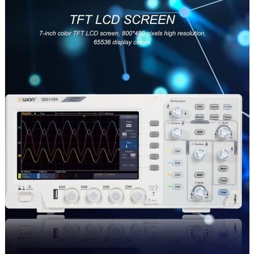 SDS1104 4-CH Digital Storage Oscilloscope with 7-inch LCD Display Handheld Portable Oscillometer 100MHz 1GS/s UK Plug