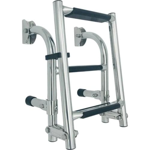 Boat Folding Ladder 304 Stainless Steel 3 Step Telescopic Ladder Folding Ladder For Boat/Yacht Floor/Side Railing Swim Platform