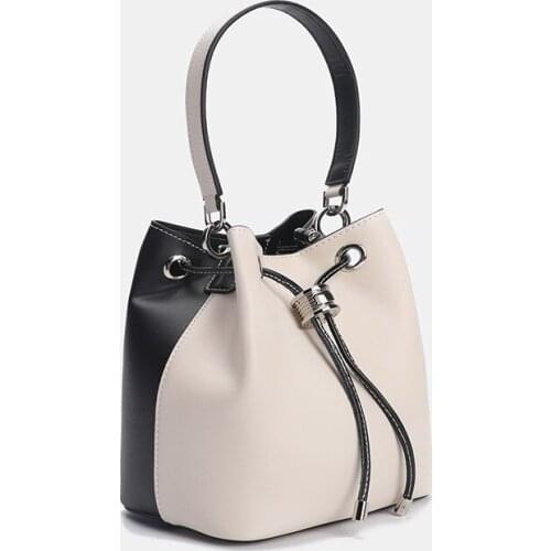 Genuine Leather Bucket Bag 2021 New Fashion Hit Color Soft Leather All-match Shoulder Messenger Purses and Handbags Luxury Sac