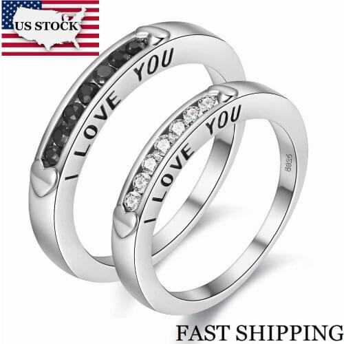 US STOCK Uloveido Couple Rings Silver Color Paired Ring Wedding Jewelry Ring for Men and Women Valentines Day Gifts Y300