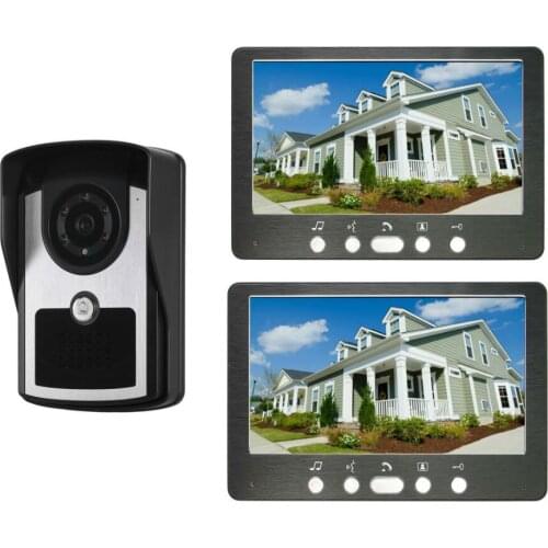 7 inch Wired Video Doorbell video Door Phone intercom Rainproof Camera Visual Intercom System + 2 Screen Monitors