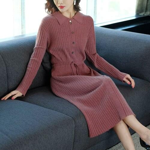 KMETRAM Vintage Sweater Pleated Dress Women Clothes 2020 Autumn Winter Maxi Elegant Knitted Dress Women Dresses Vestidos MY3457