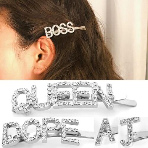 Custom Name Letter Initial Funny Monogram Crystal Rhinestone Letter Hair Slides Clip Bridal Women Jewelry Gifts for Wife Mom BFF