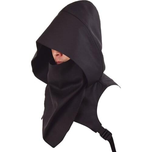 Adult Medieval Hood Accessory Costumes Cape Cowl Cosplay Assassin Hat Vest Viking Warrior Aristocrat Cavalier Prop
