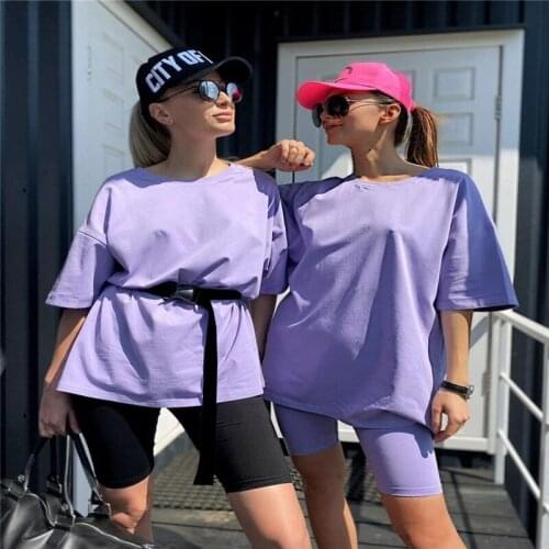 23 Colors Womens Short-sleeved Pullover Top with Belt + Elastic High-waist Shorts Suit Fashion Solid Color Loose Clothes