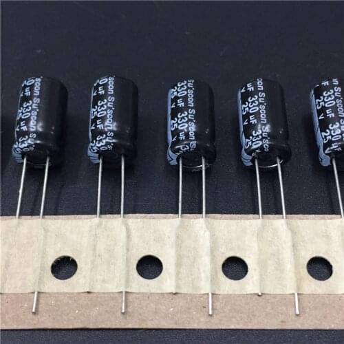 10pcs 330uF 25V Suscon SK Series 8x14mm 25V330uF Aluminum Electrolytic capacitor