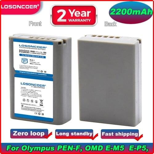 100% Original LOSONCOER 2200mAh PS BLN1 PS-BLN1 BLN-1 PSBLN1 Battery For Olympus E-P5 E-M5 EM5 OMD OM-D E-M5 II
