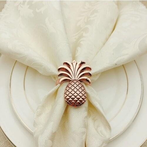 12pcs/lot Hot sale pineapple napkin ring metal plating napkin ring ring stand wedding holiday party table decoration
