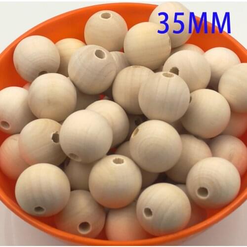 30pcs 35mm Big DIY chunky beads natural Round maple wood beads bead jewelry accessory WC035