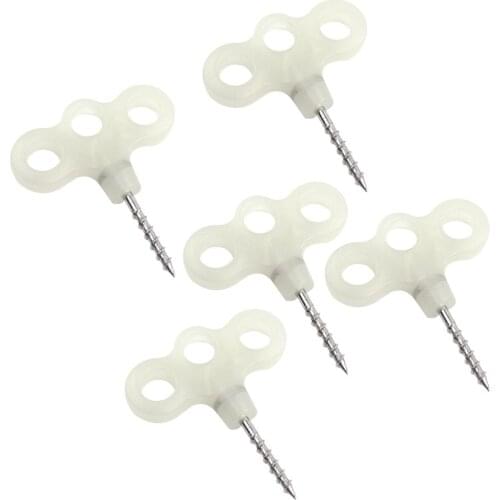 5PCS Outdoor 3-holed Luminous Threaded Tent Peg Camping Deck Hook Safety Wind Rope Hook Noctilucent Tent Cord Rope Fastener