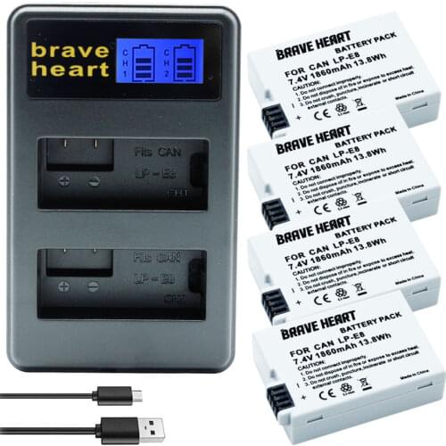 7.4v 1860mah bateria LP E8 Battery Batterie AKKU + Dual Charger for Canon EOS 550D 600D 650D 700D X4 X5 X6i X7i T2i T3i