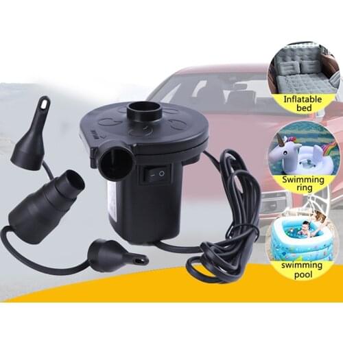Swimming pool air pump Plug Electric DV 12V Inflate Deflate Pumps Car Inflator Electropump with 3 Nozzles