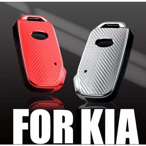 Key Case Cover Holder Keychain For Car Carbon Fiber Pattern TPU For KIA Sportage R GT Stinger GT Sorento Cerato Forte 2018 2019