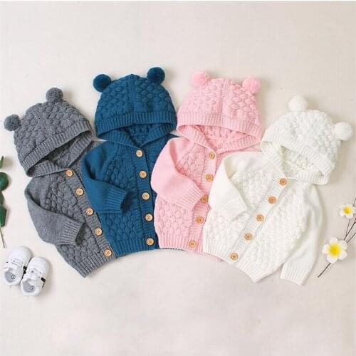 Baby Cardigan Hooded Baby Sweater For Kids Cardigan Cotton Baby Boys Girls Sweater Knitted Baby Coat Jacket Toddler Cardiagn