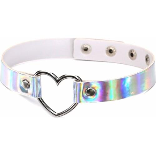 DIEZI Punk Harajuku Harness Anime Girls Gift Simple Necklaces Silver Color Heart Goth Choker Collar Necklace For Women Jewelry