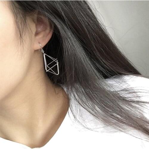 Hot fashion Punk Style Hollow Triangle Stud Earrings Wholesale Geometry 3 Colors light cage Pyramid Three-dimensional Earring