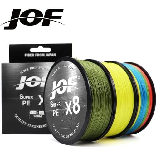 JOF Brand super PE X8 Braided Fishing Line 15-100LB 8 Strands 500M Multifilament Line Strong Abrasion Resistant