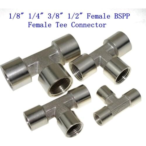 Brass Nickel Plated Pipe Fitting Female Tee Connector 1/8" 1/4" 3/8" 1/2" Female BSPP
