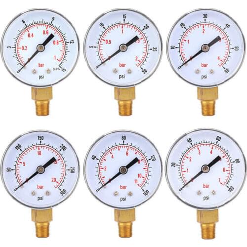 Pressure Gauge Pressure Gauge 50mm Dial 1/8 BSPT Bottom Connection for Air Water Oil Gas Pressure Gauge