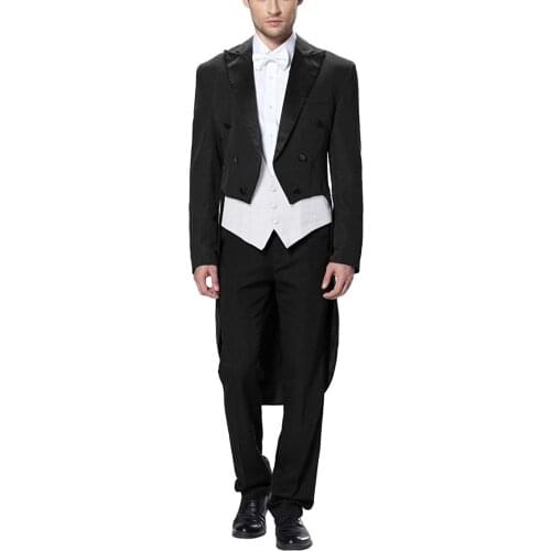 Mens White House Steward Dress Leisure Tuxedo 3-piece Suit Business Blazer Jacket Vest & Pants