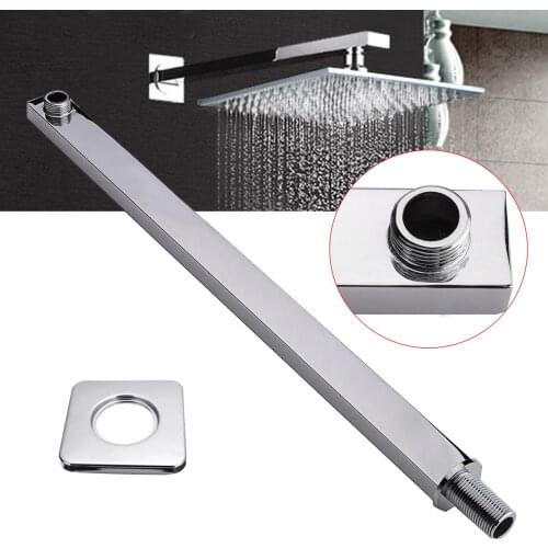 Wall Mounted Chrome Shower Arm 60cm 24inch Silver Square Shower Extension Arms Bathroom Shower Accessories For Rain Shower Head