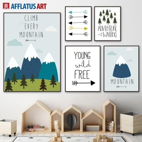 AFFLATUS Mountain Arrow Forest Nordic Poster Wall Art Canvas Painting Posters And Prints Wall Pictures For Living Room Kids Room