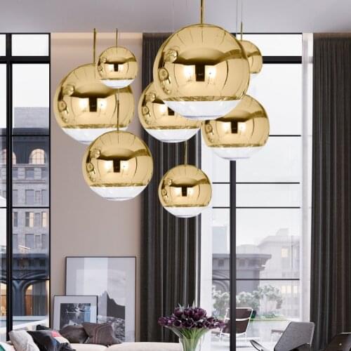 Nordic Postmodern Simple Round Golden Bubble Glass Chandelier Restaurant Bar Clothing Store Single Head hanging lamp MJ1125